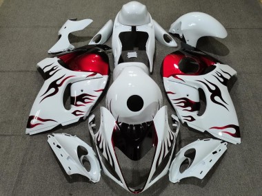 2008-2019 Gloss White & Red Flame Suzuki GSXR 1300 Fairings Canada