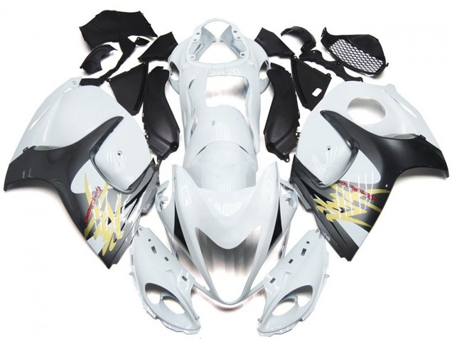 2008-2019 Gloss White with Silver Style Suzuki GSXR 1300 Fairings Canada