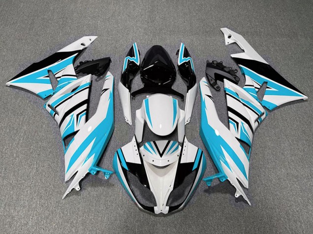 2009-2012 Light Blue White and Black Zag Kawasaki ZX6R Fairings Canada 2009-2012 Light Blue White and Black Zag Kawasaki ZX6R Fairings Canada