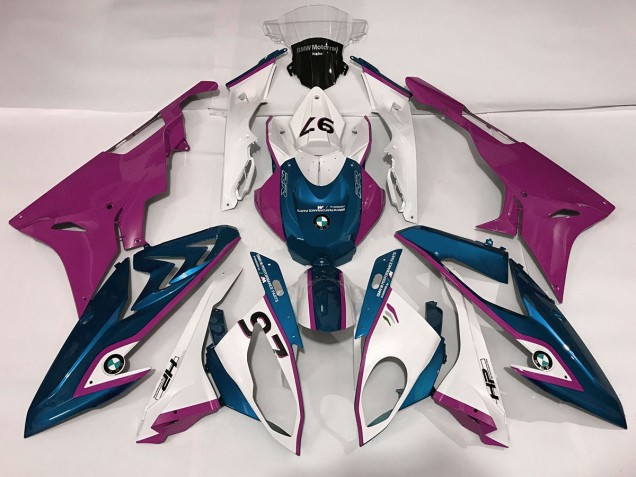 2009-2018 Gloss White & Pink and Blue BMW S1000RR Fairings Canada 2009-2018 Gloss White & Pink and Blue BMW S1000RR Fairings Canada