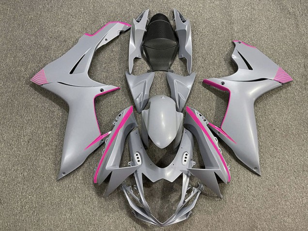 2011-2020 Matte Nardo Gray & Pink Accents Suzuki GSXR 600-750 Fairings Canada 2011-2020 Matte Nardo Gray & Pink Accents Suzuki GSXR 600-750 Fairings Canada