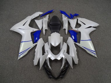 2011-2020 Pearl White and Dark Blue Suzuki GSXR 600-750 Fairings Canada