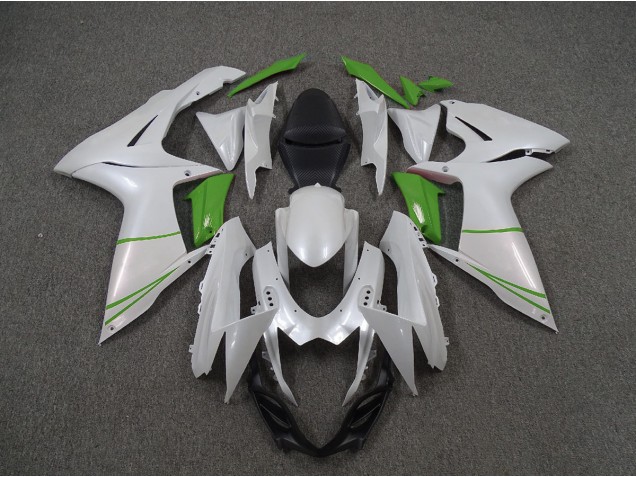 2011-2020 Pearl White and Green Suzuki GSXR 600-750 Fairings Canada
