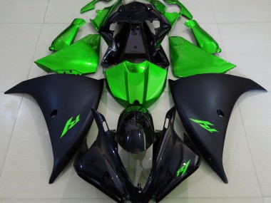 2013-2014 Matte Black and Green Yamaha R1 Fairings Canada