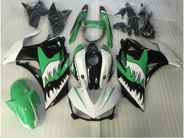 2015-2018 Green and White Shark Yamaha R3 Fairings Canada
