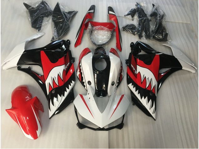 2015-2018 Red and White Shark Yamaha R3 Fairings Canada 2015-2018 Red and White Shark Yamaha R3 Fairings Canada